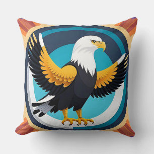 Coussin Aigle chauve dynamique en illustration artistique