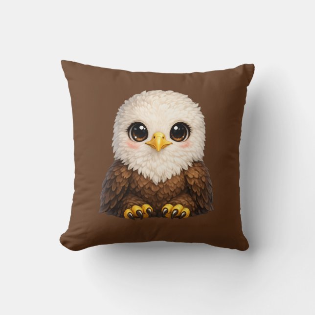 Coussin Aigle chauve mignon avec de grands yeux Nature cos (Recto)