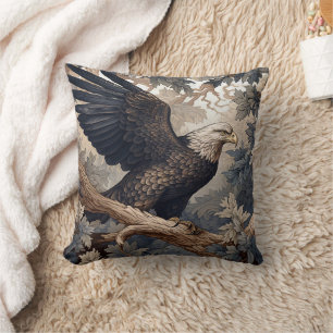 Coussin Aigle chauve patriotique, style William Morris