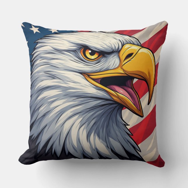 Coussin Aigle de dessin animé avec un design patriotique d (Recto)
