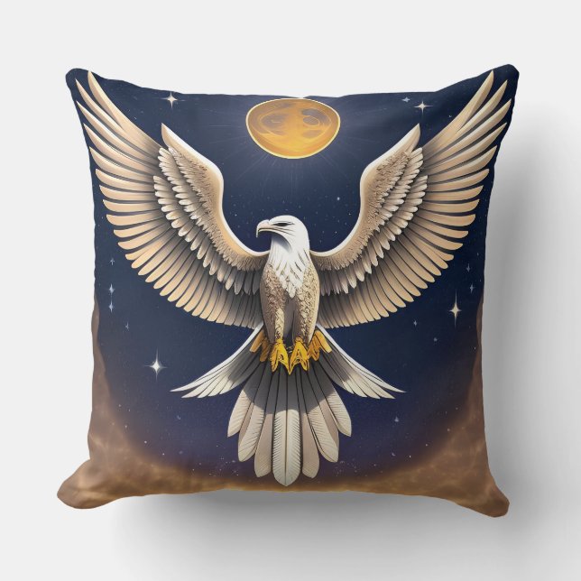 Coussin Aigle de la liberté sous les étoiles ciel nocturne (Recto)