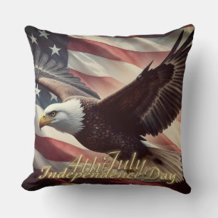 Coussin Aigle du 4 juillet avec drapeau américain
