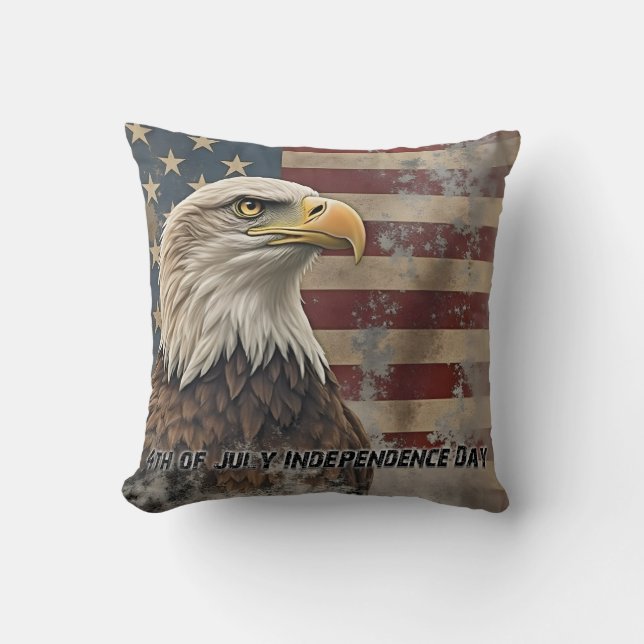 Coussin Aigle et drapeau majestueux - Esprit de liberté (Recto)
