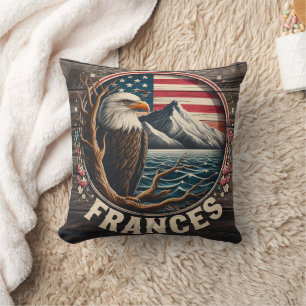 Coussin Aigle Majestic avec des montagnes et Arrière - pla
