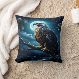 Coussin Aigle Majestueux Perché Sous Ciel Lune