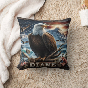 Coussin Aigle majestueux perché sur une branche avec drape