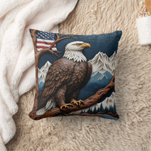 Coussin Aigle majestueux perché sur une branche dans les m