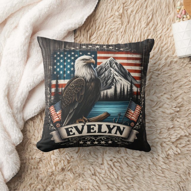 Coussin Aigle Majestueux Sur Le Paysage Américain (Couverture)