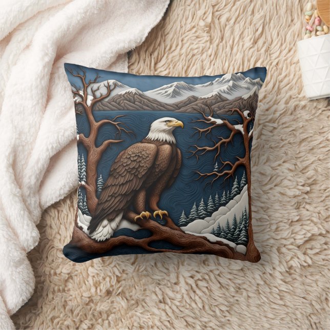 Coussin Aigle Majestueux Surplombant Les Montagnes Neiges (Couverture)