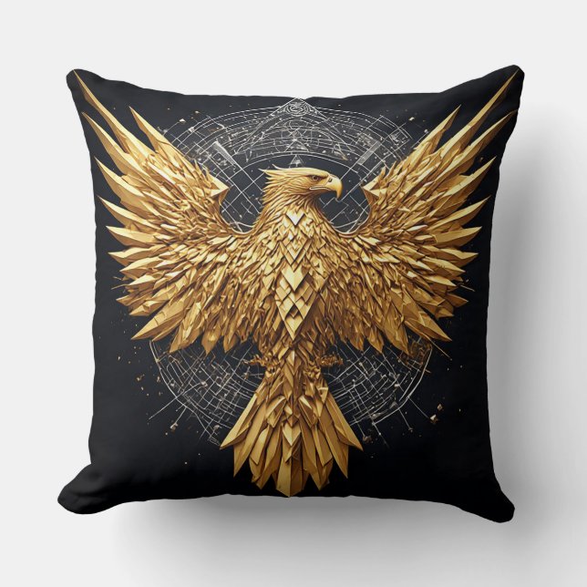 Coussin Aigle Moderne Abstrait Art Numérique Accent de Lux (Recto)