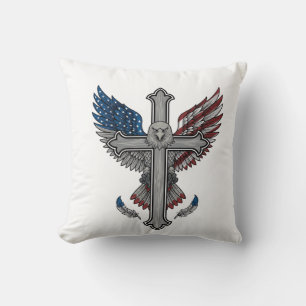 Coussin Aigle Patriotique Croix Gravure Vintage Vecteur Dé