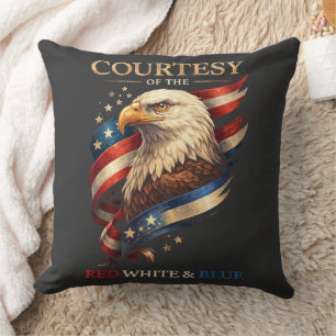 Coussin Aigle Patriotique Rouge Blanc et Bleu Vintage 