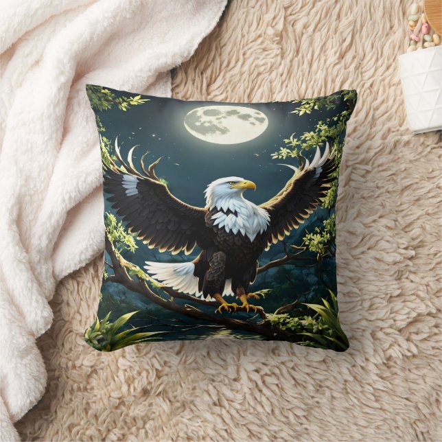 Coussin Aigle répandant des ailes sur la branche sous le c (Couverture)