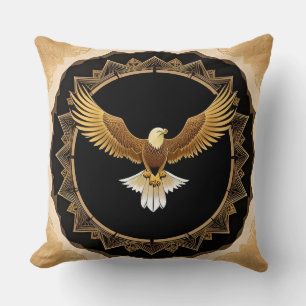 Coussin Aigle royal sur mandala géométrique