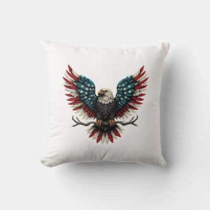 Coussin Aigle rustique patriotique américain/américain cha
