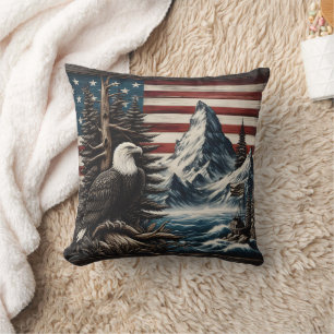 Coussin Aigle sur le paysage Pittoresque-américain
