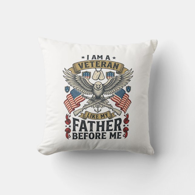 Coussin Aigle vétéran comme mon père avant moi (Recto)