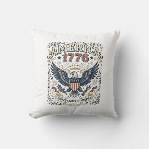 Coussin Aigle Vintage Amérique 1776 Patriotique