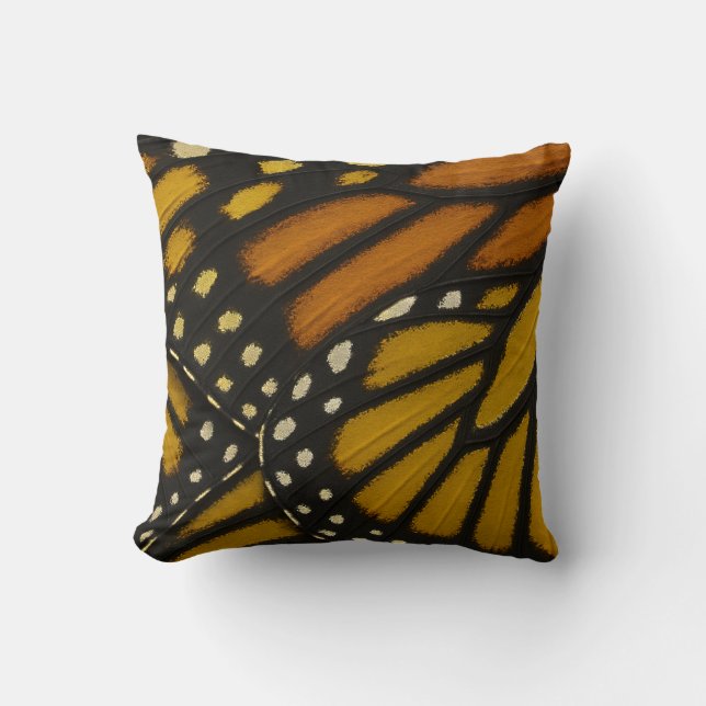 Coussin Aile de papillon monarque orange et jaune Mariposa (Recto)