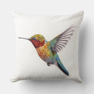 Coussin Ailes Arc-en-Ciel : Art vibrant de colibri