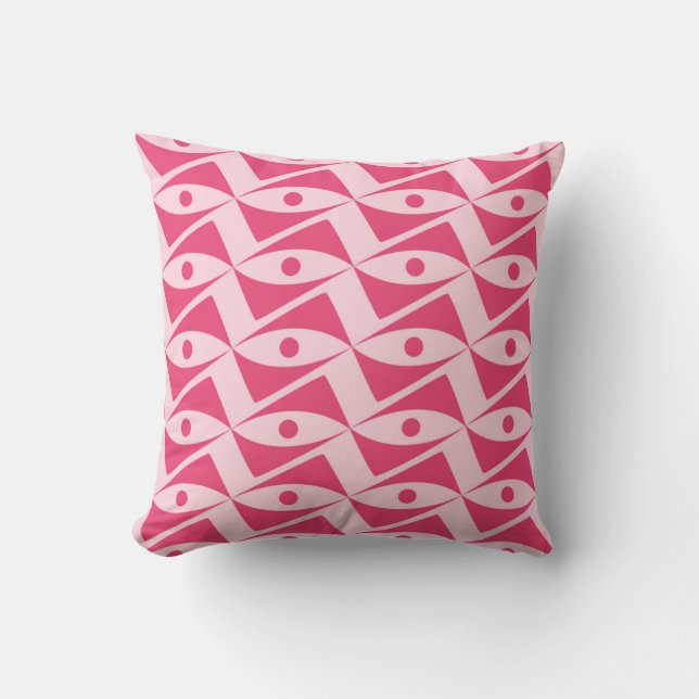 Coussin Ailes delta du milieu du siècle - rose fraise (Recto)