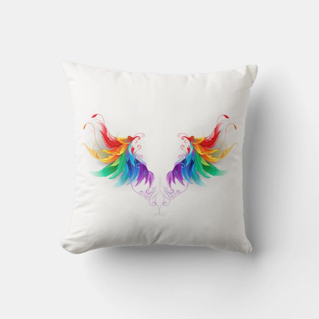 Coussin Ailes fluffy arc-en-ciel (Recto)