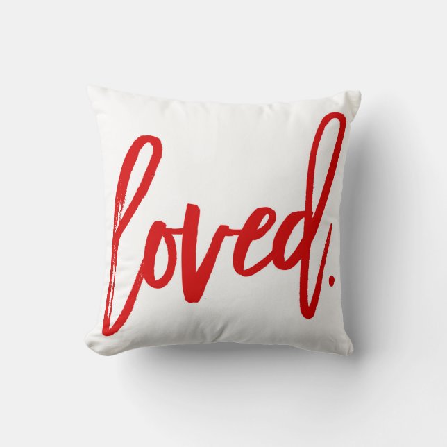 Coussin Aimé. Typographie de script tendance moderne rouge (Recto)