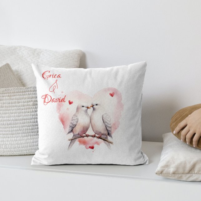 Coussin Aimer aquarelle | Personnalisé | Saint Valentin (Créateur téléchargé)