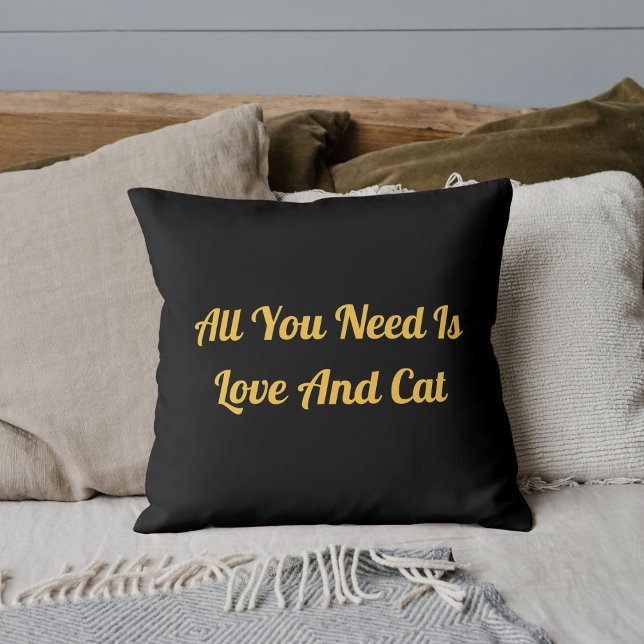 Coussin Aimer Et Chat Personnalisé Citation Cute Noir Or (Créateur téléchargé)