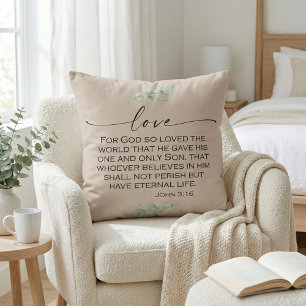 Coussin Aimer la Bible Verse de Jean 3:16