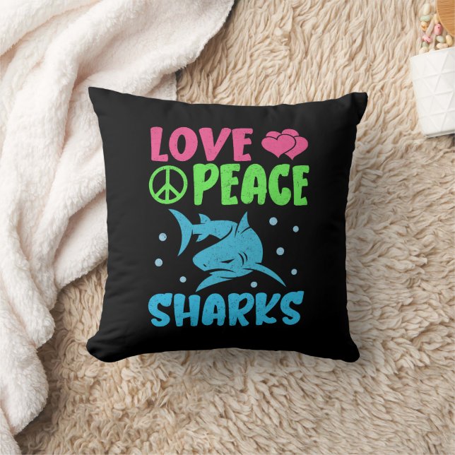 Coussin Aimer La Paix Requins Murs Animaux De Mer Requins  (Couverture)