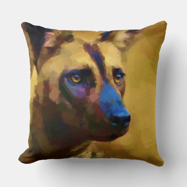 Coussin Aimer l'art du chien sauvage africain (Recto)