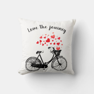 Coussin Aimer le voyage Inspirational Vélo Vintage coeurs