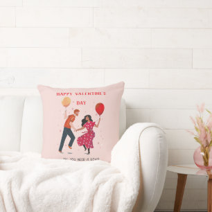 Coussin Aimer mignon rose et rouge danseurs personnes vale