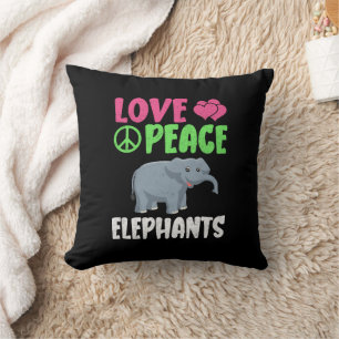 Coussin Aimer Paix Eléphants Cute Zoo Animaux Eléphants