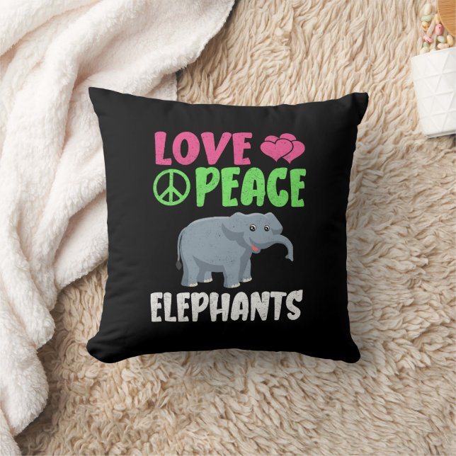 Coussin Aimer Paix Eléphants Cute Zoo Animaux Eléphants (Couverture)