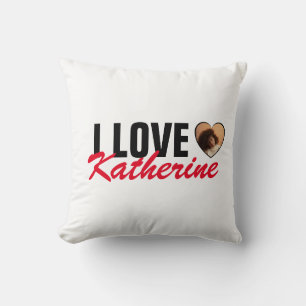 Coussin Aimer Photo personnalisée Coeur et nom Poster