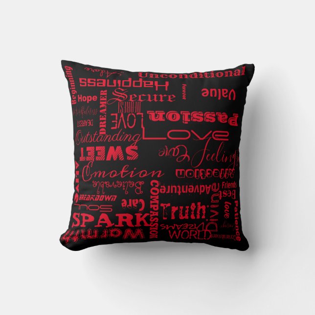 Coussin Aimer rouge chaud Aesthétique Mots Script (Recto)