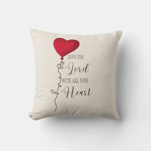 Coussin Aimez le Seigneur & Ballon de cœur