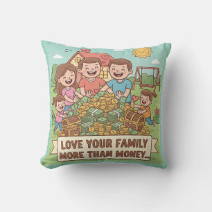 Coussin Aimez votre famille plus que de l'argent