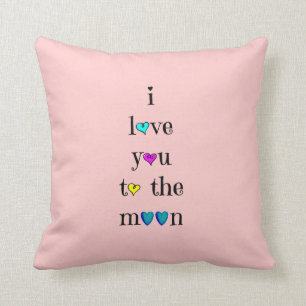 Coussin Aimez-vous à la lune…. et arrière (aqua sur le