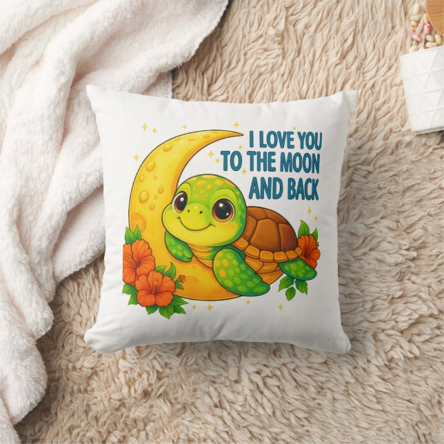 Coussin Aimez-vous à la lune et le dos de la tortue bébé (Couverture)