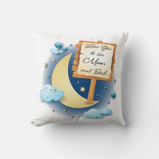 Coussin Aimez-vous à la Lune et retour (Recto)