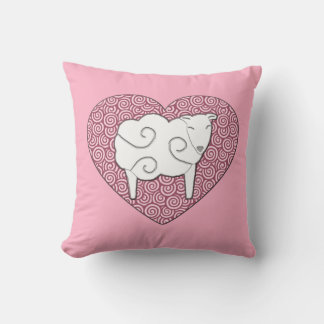 Coussin Aimez-vous carreau de rose de brebis de coeur