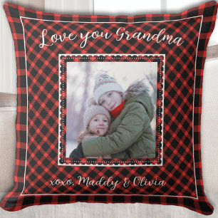 Coussin Aimez-vous grand-mère Moderne Buffalo Rouge Plaid
