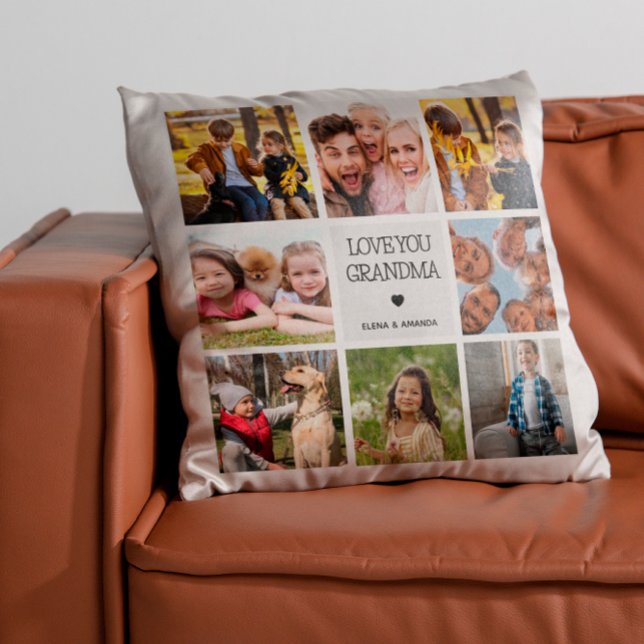 Coussin Aimez-vous grand-mère | Photo Collage Texte manusc (Créateur téléchargé)