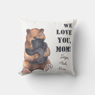 Coussin Aimez-vous Maman mignonne Bébé Ours Hug