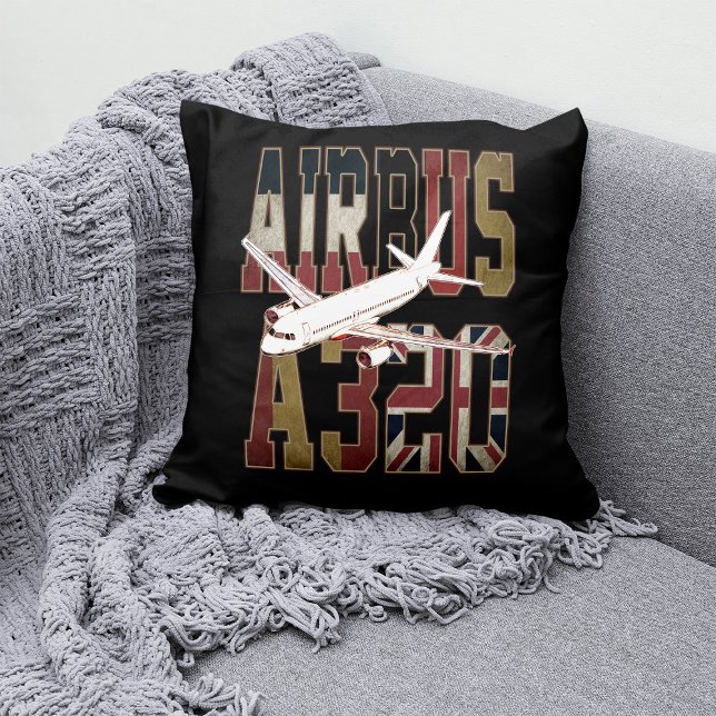 Coussin Airbus a320 Jetliner. Drapeaux européens vintages (Airbus a320 Jetliner. Vintage European Flags. Throw Pillow)