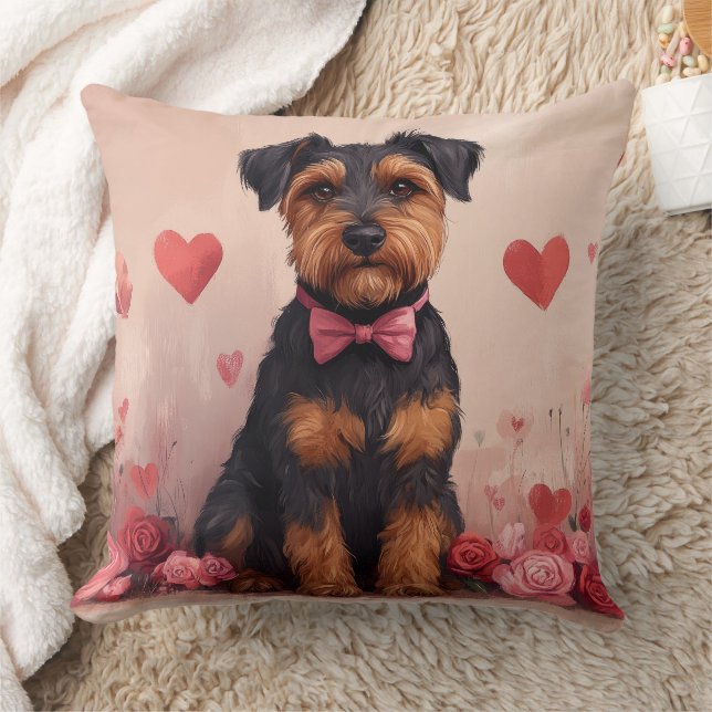 Coussin Airedale avec des roses - Saint-Valentin (Couverture)
