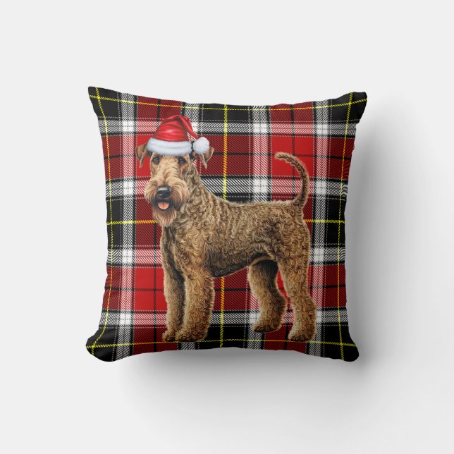Coussin Airedale Terrier Chien rouge Plaid Noël (Recto)